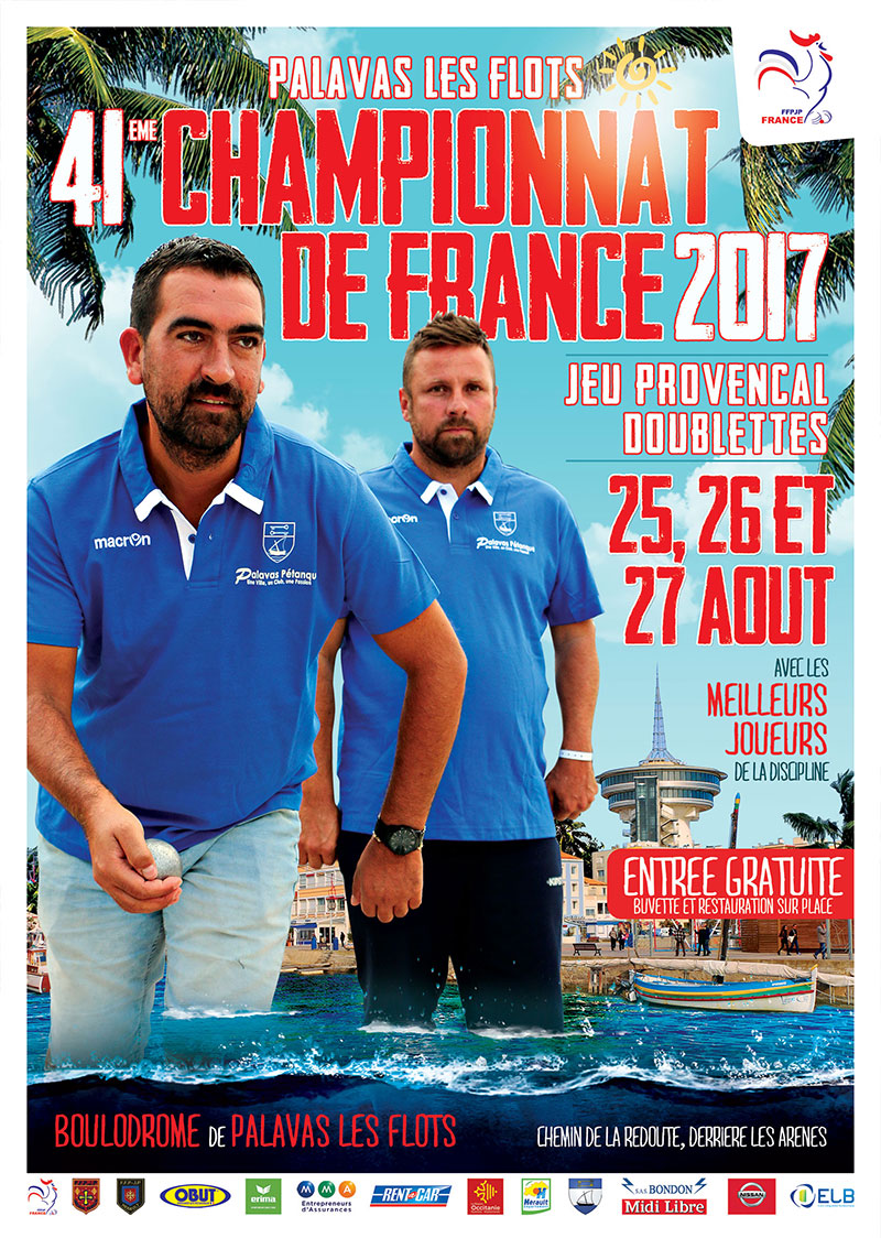 Affiche des Championnats de France Jeu Provençal Doublettes à Palavas les Flots